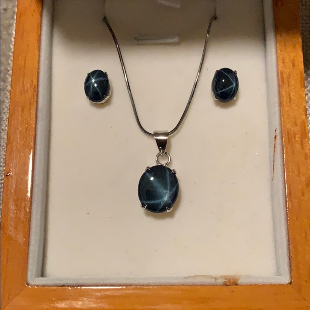 Star Sapphire Necklace and Earring set